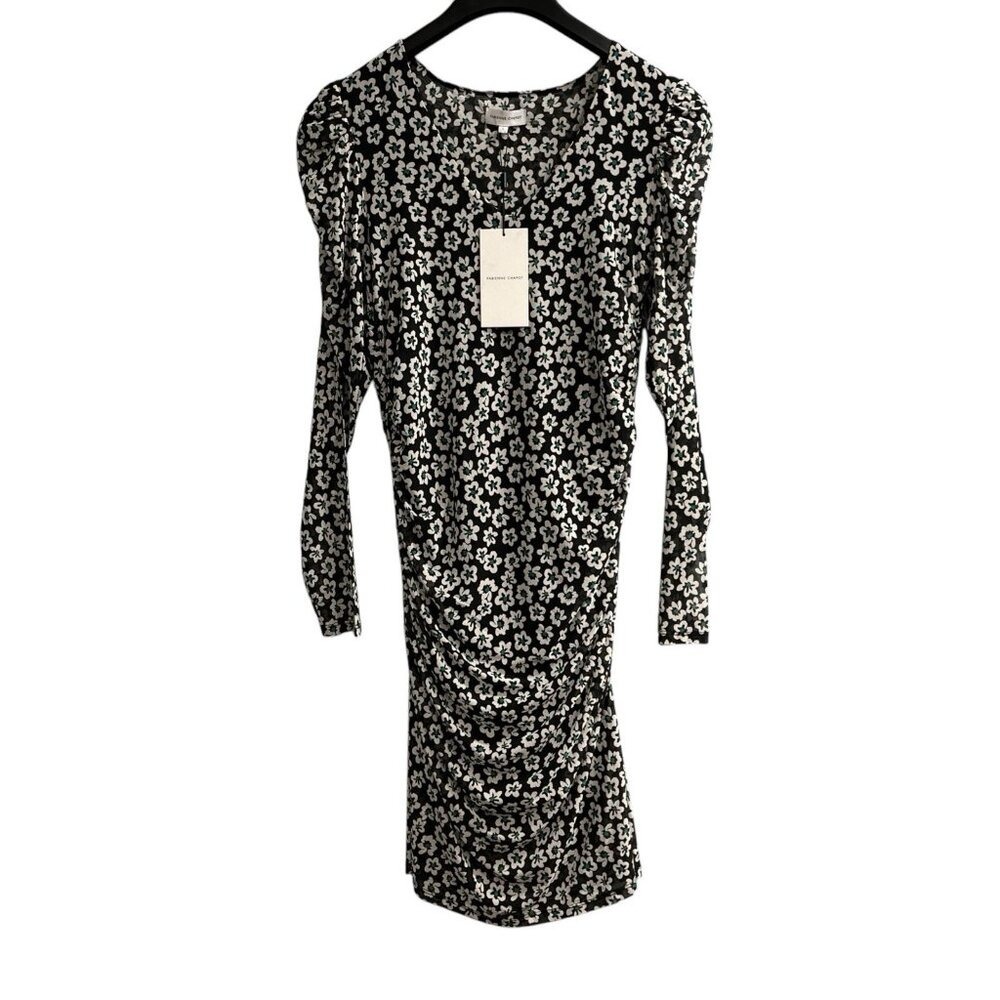 Fabienne‎ Chapot Marie Dress Black Fleopard Floral Mesh Mini Size 6 Ruched NWT